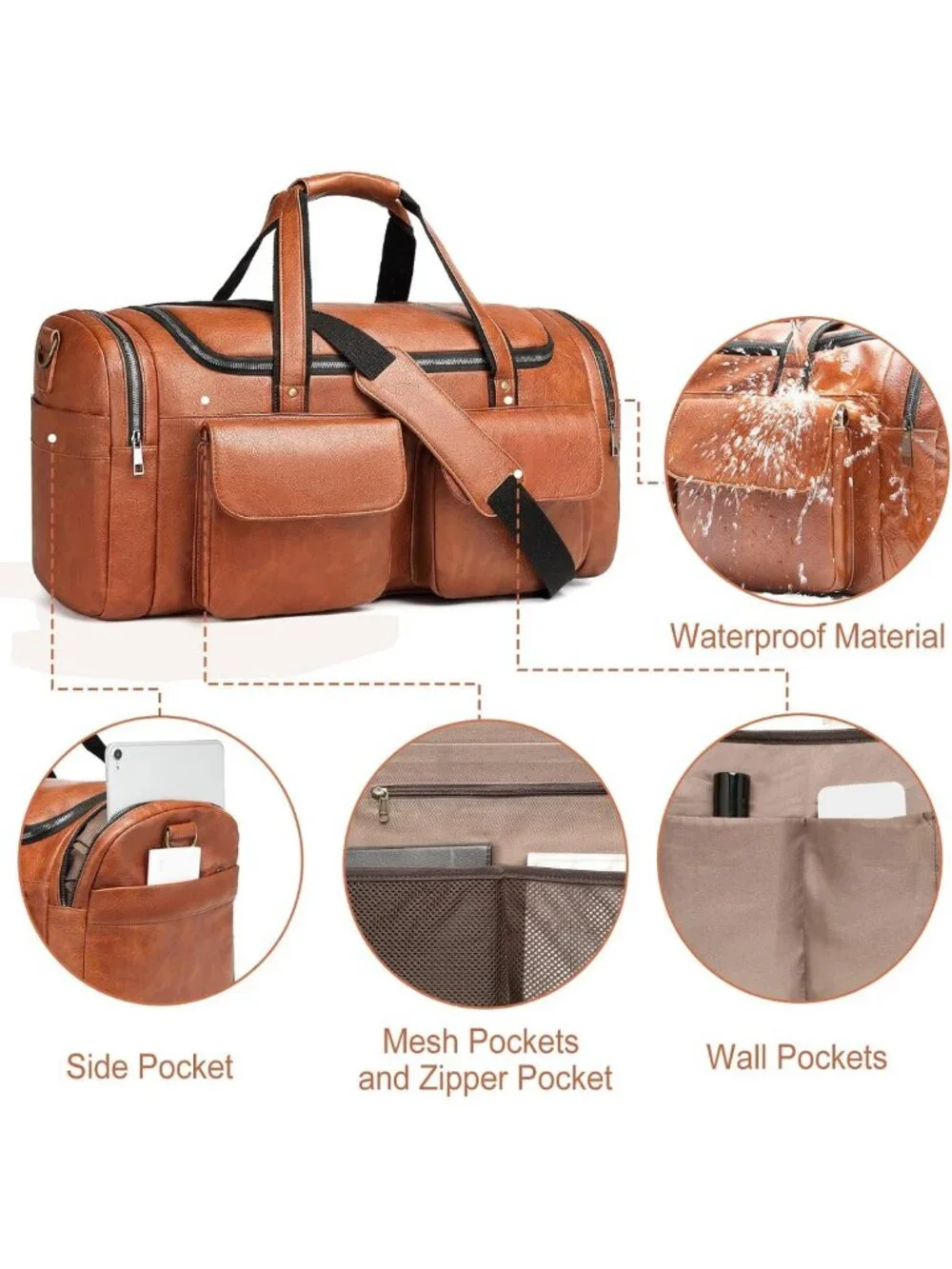 Large Waterproof Travel Duffel Bag with Shoe Compartment - Perfect for Gym
